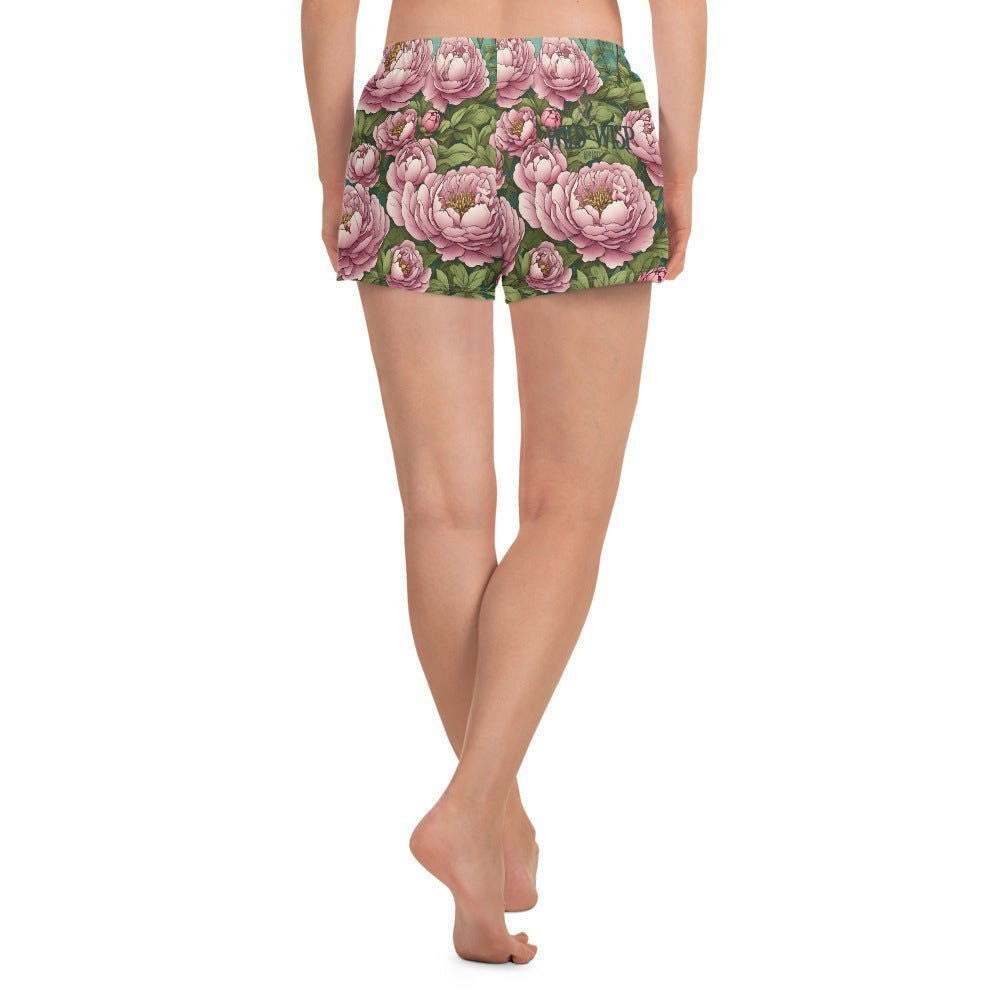 'Pink Peonies' Women’s Recycled Athletic Shorts - Wild Wisp Apparel