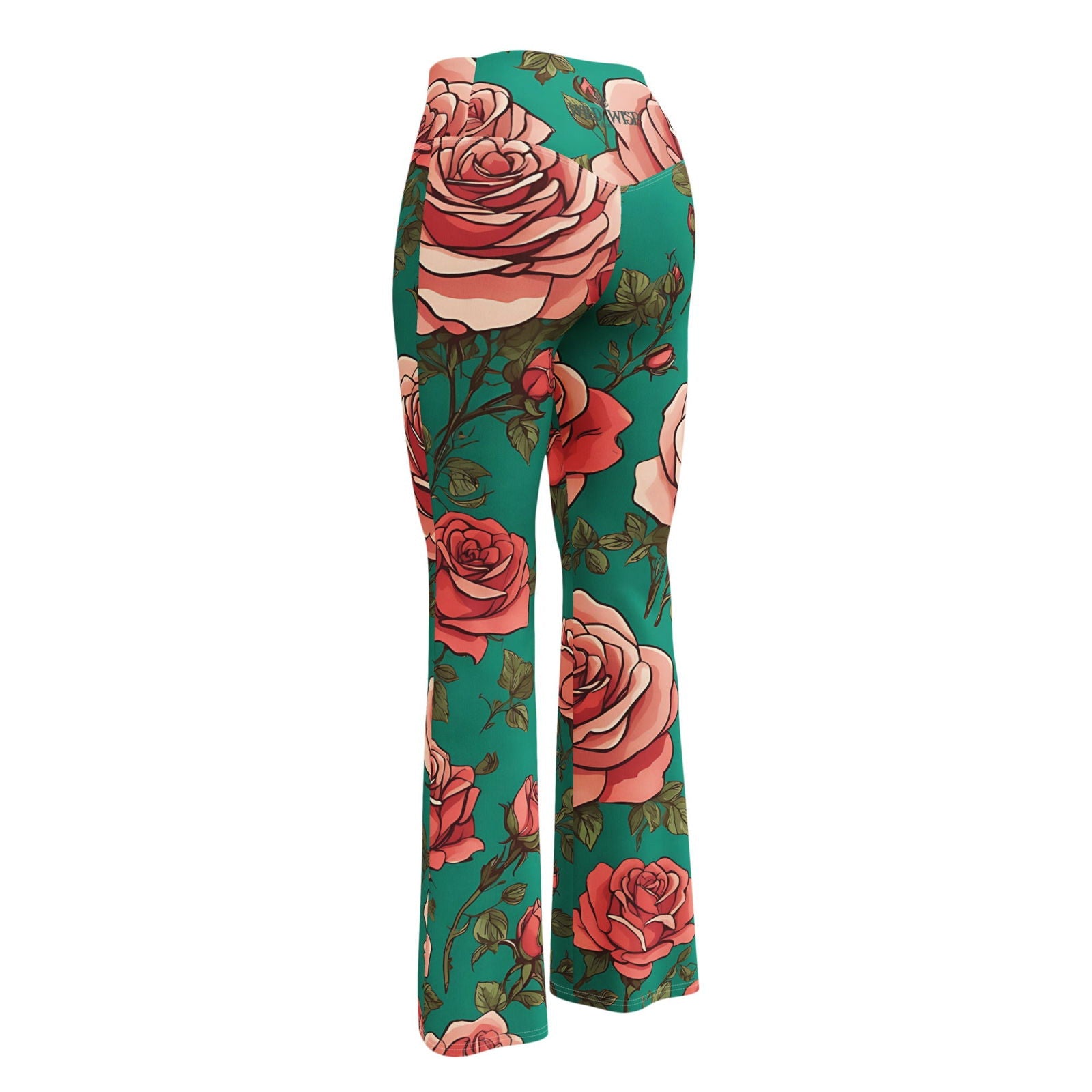 'Pink Roses' Flare leggings with pockets Leggings