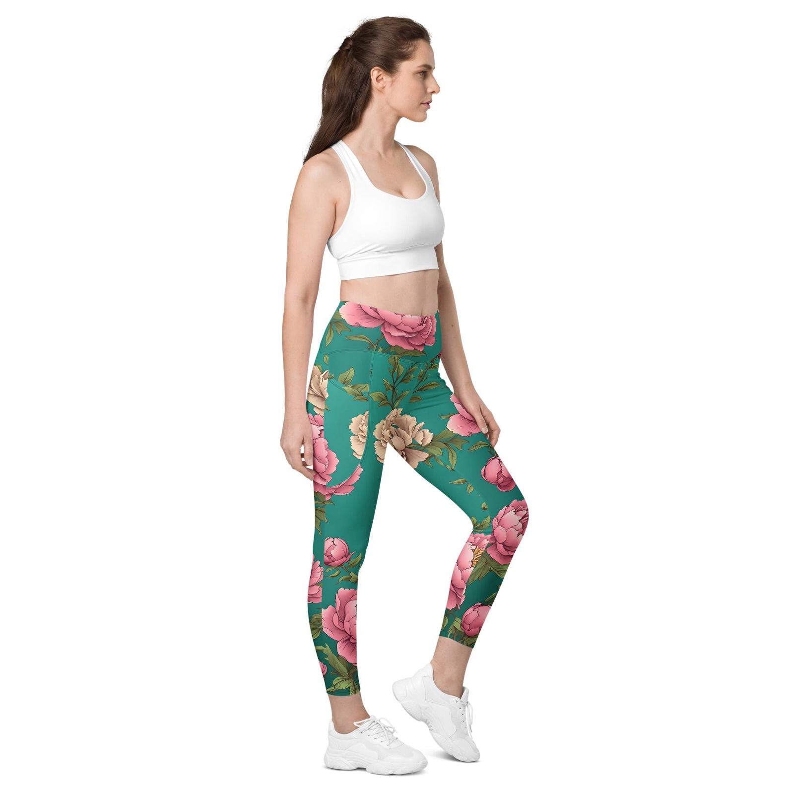 'Pink Roses' Leggings with pockets Leggings
