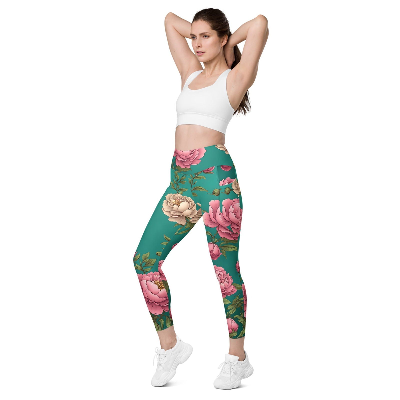 'Pink Roses' Leggings with pockets Leggings