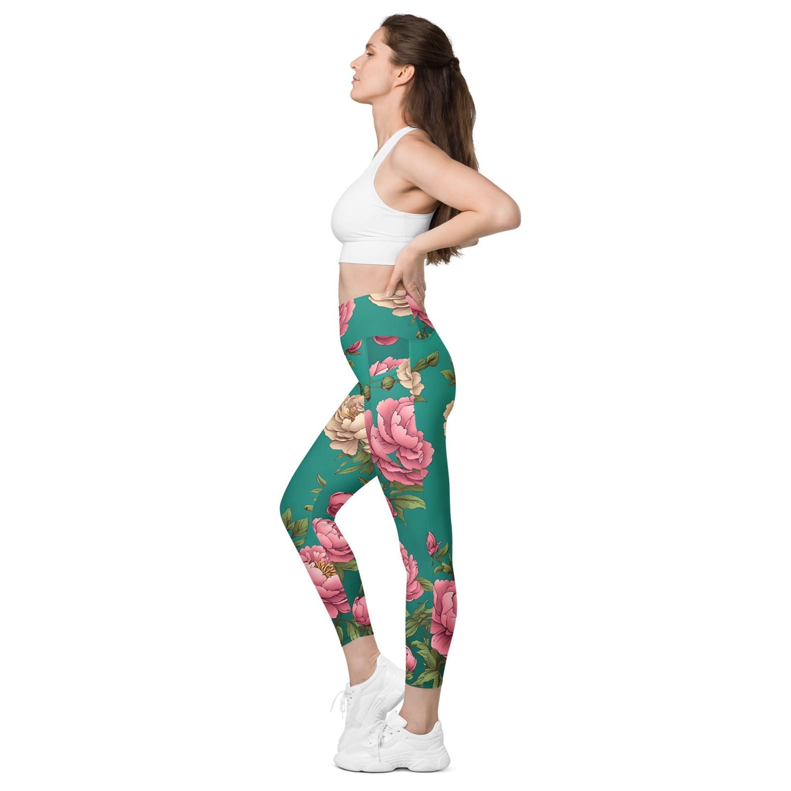 'Pink Roses' Leggings with pockets Leggings