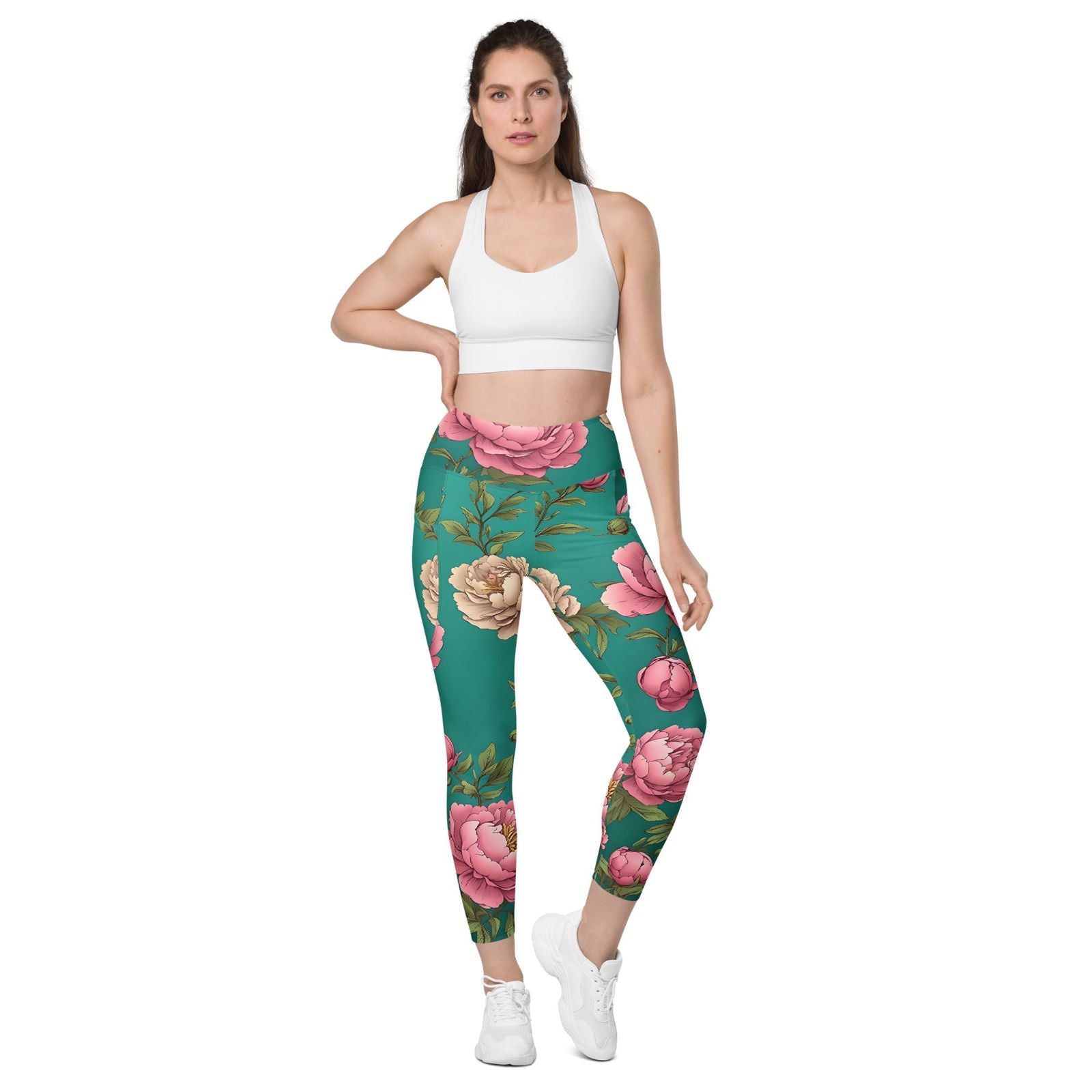 'Pink Roses' Leggings with pockets Leggings