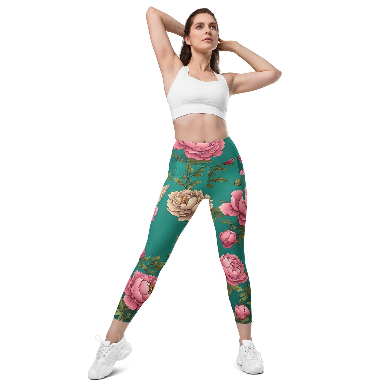'Pink Roses' Leggings with pockets Leggings