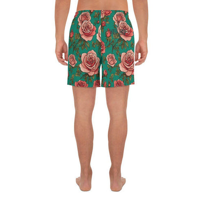 'Pink Roses' Men's Recycled Athletic Shorts - Wild Wisp Apparel
