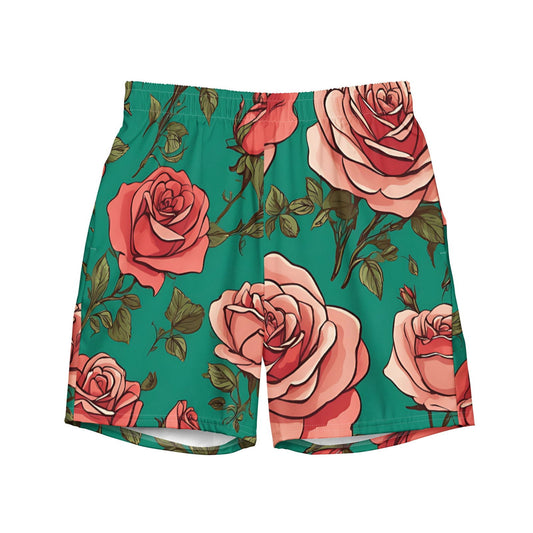 'Pink Roses' Men's recycled swim trunks Swimwear