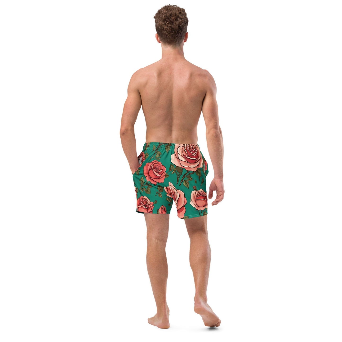 'Pink Roses' Men's recycled swim trunks - Wild Wisp Apparel