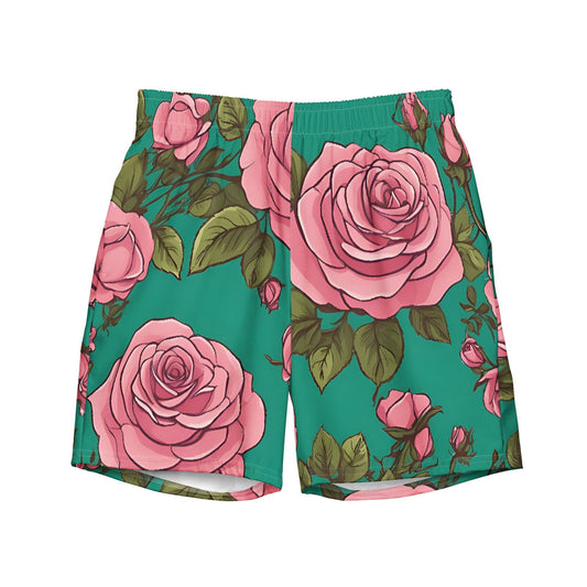'Pink Roses' Men's recycled swim trunks Swimwear