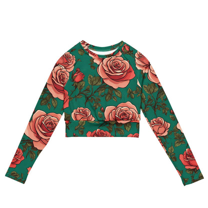 'Pink Roses' Recycled long-sleeve crop top Crop Tops