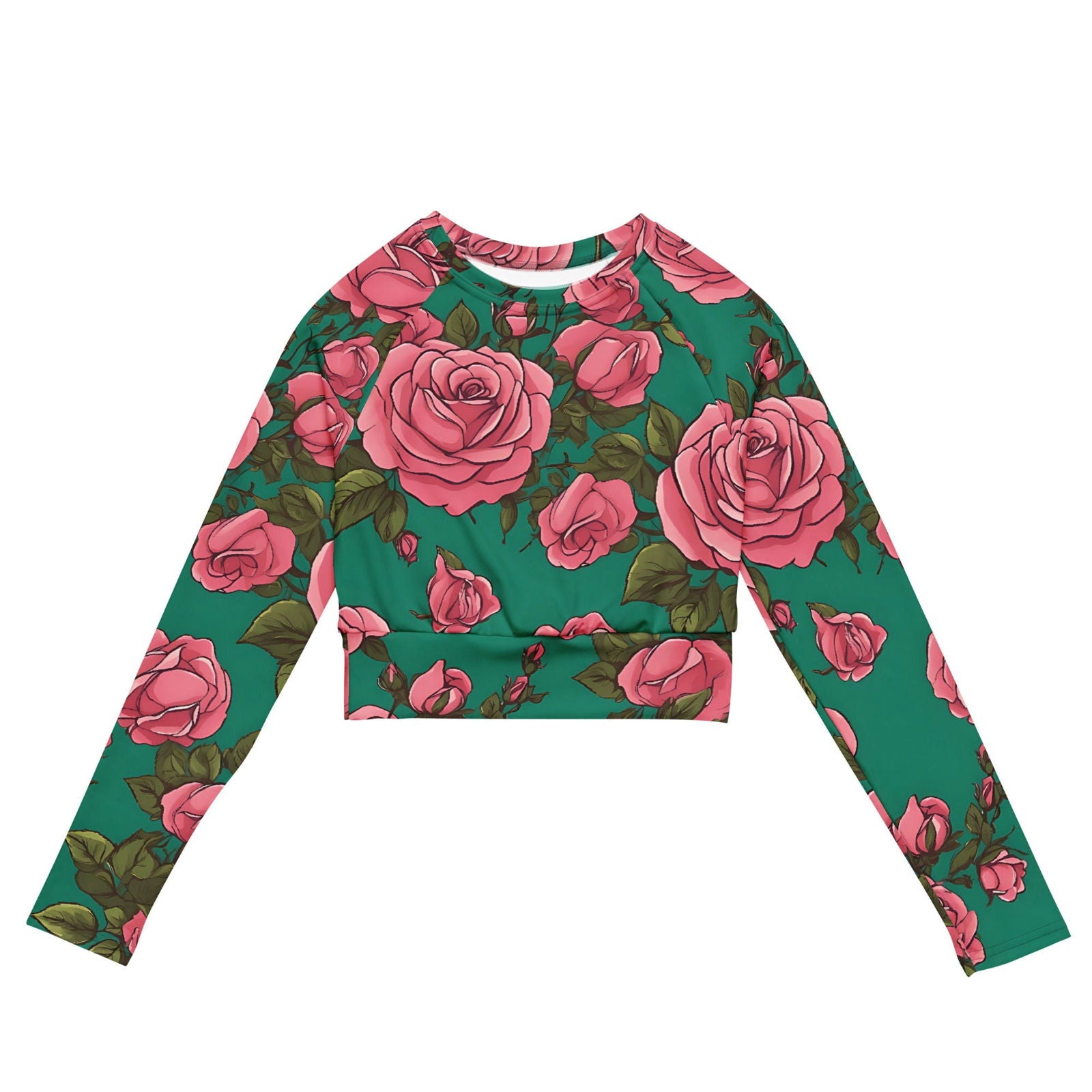 'Pink Roses' Recycled long-sleeve crop top Crop Tops