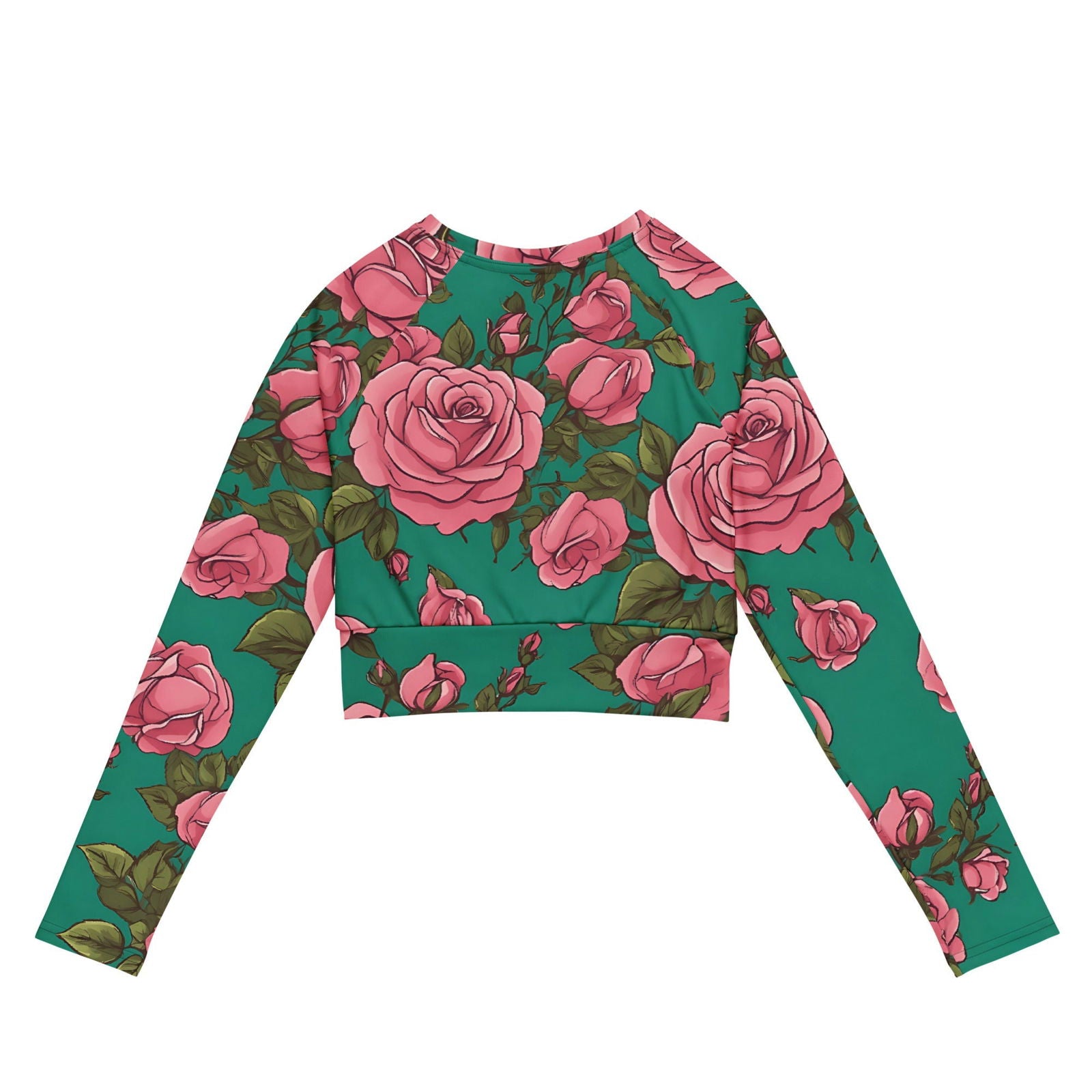 'Pink Roses' Recycled long-sleeve crop top Crop Tops