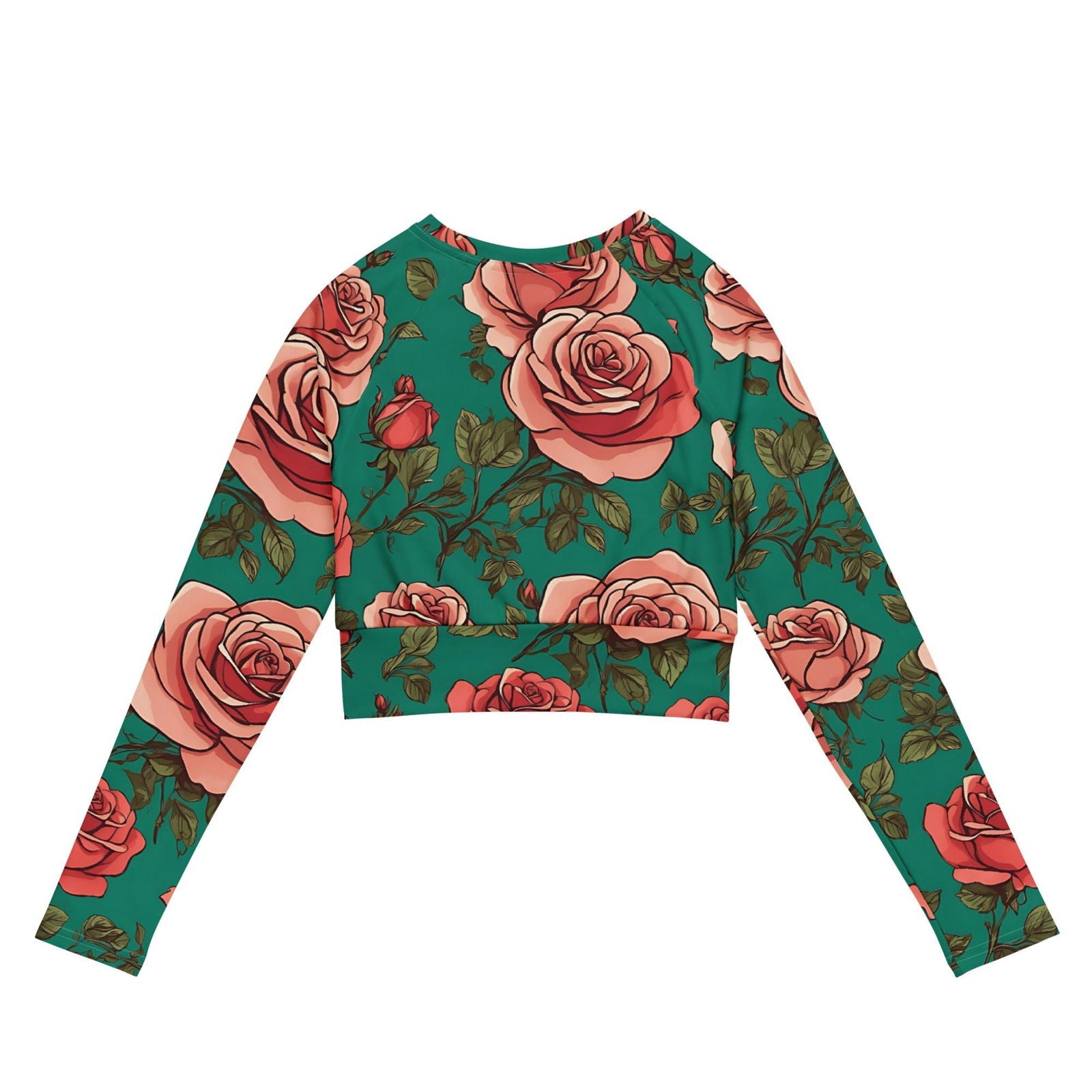 'Pink Roses' Recycled long-sleeve crop top Crop Tops