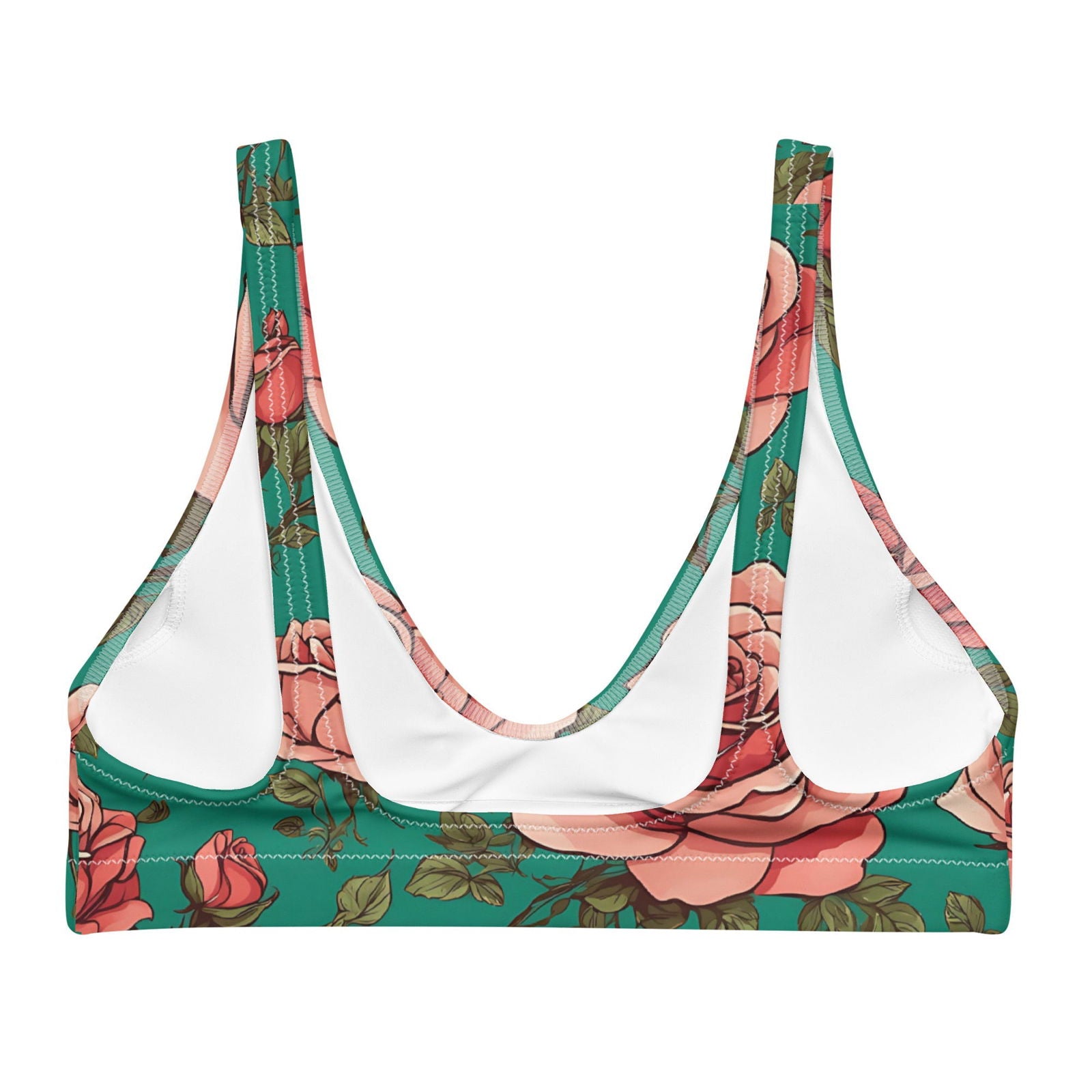 'Pink Roses' Recycled padded bikini top Swimwear