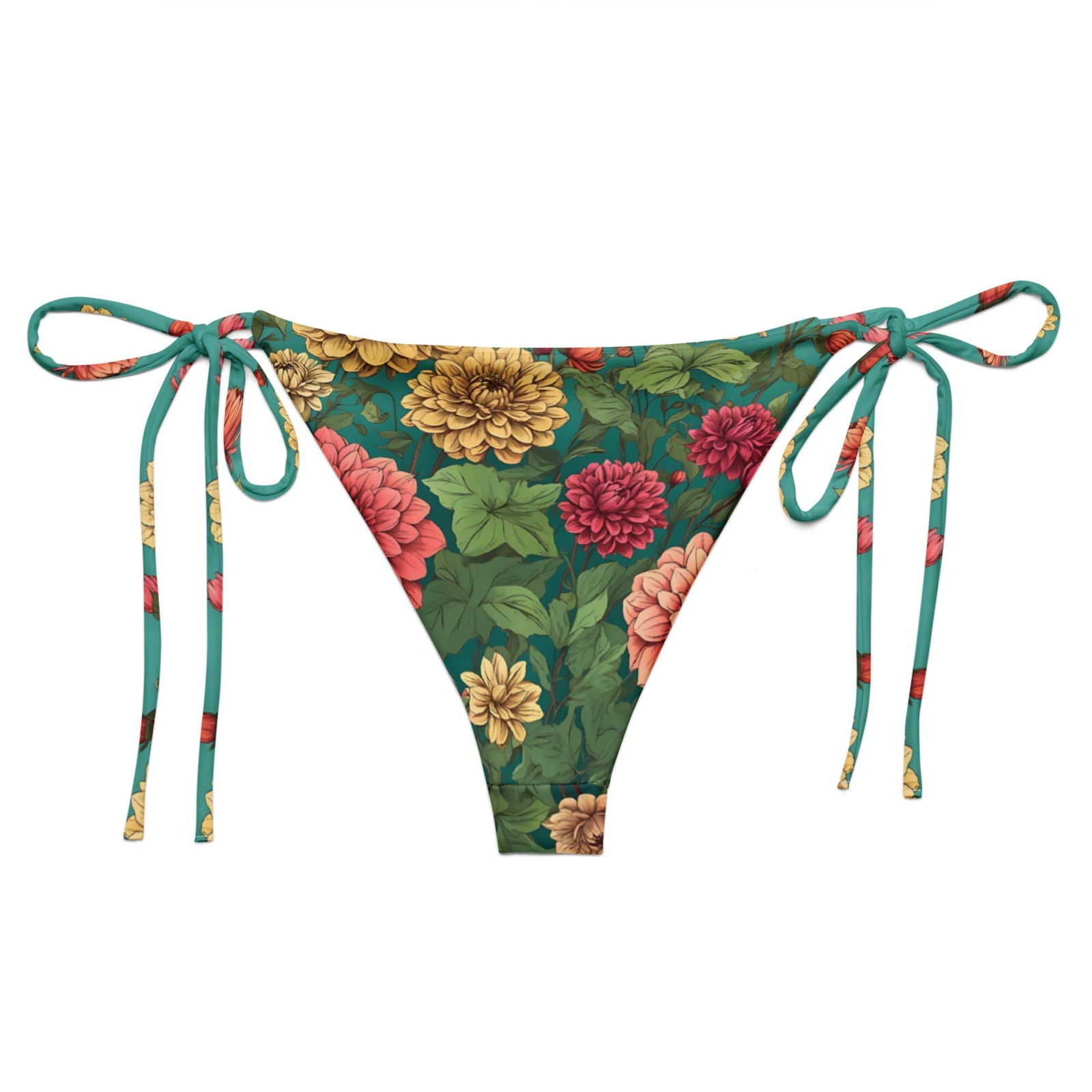 'Pink Roses' Recycled string bikini bottom - Wild Wisp Apparel