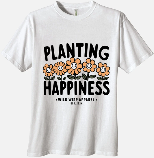 'Planting Happiness' Organic Unisex Crewneck T-shirt T-Shirts