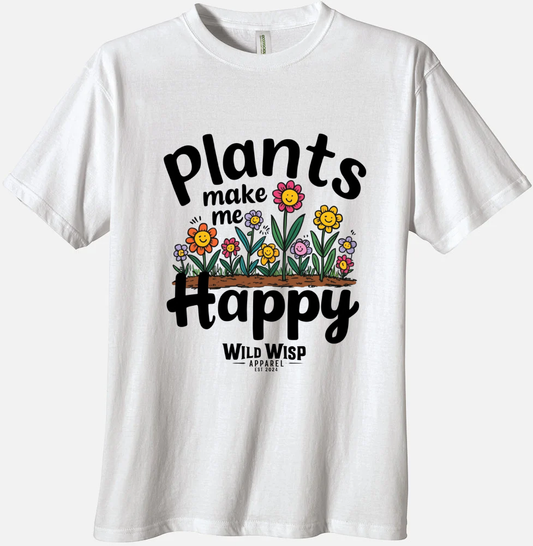 'Plants Make Me Happy' Organic Unisex Crewneck T-shirt T-Shirts