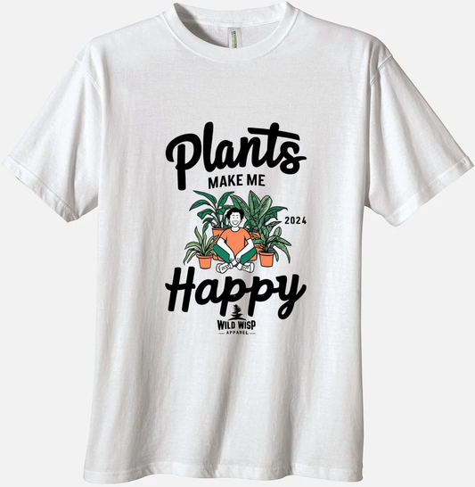 'Plants Make Me Happy' Organic Unisex Crewneck T-shirt T-Shirts