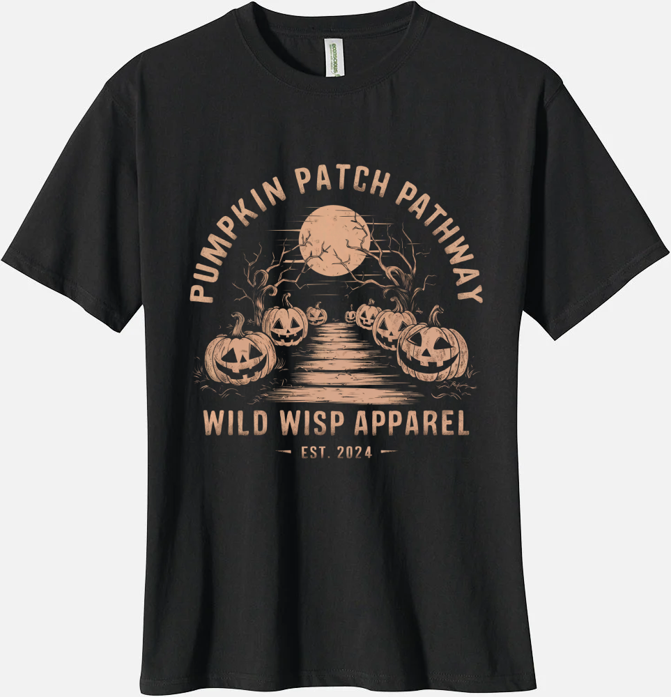 'Pumpkin Patch Pathway' Organic Unisex Crewneck T-shirt T-Shirts