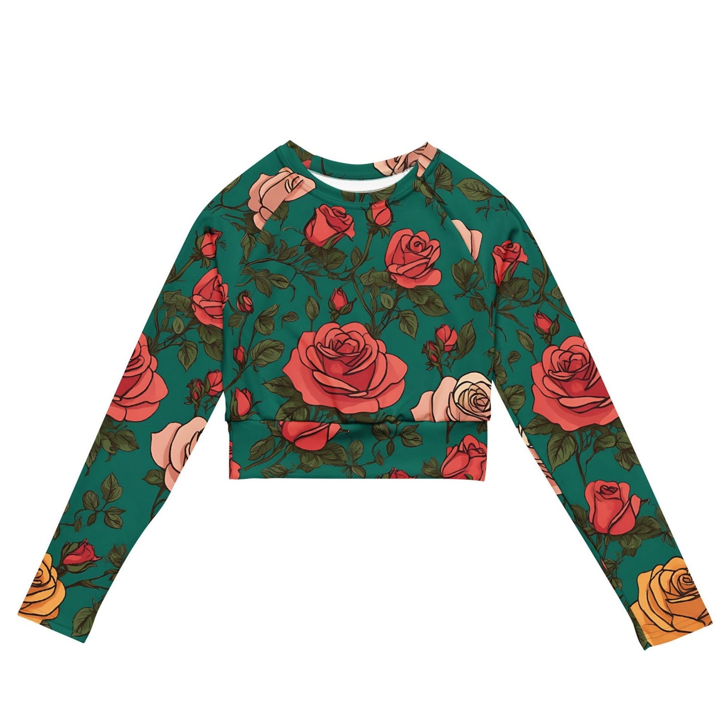 'Rose Buds' Recycled long-sleeve crop top Crop Tops