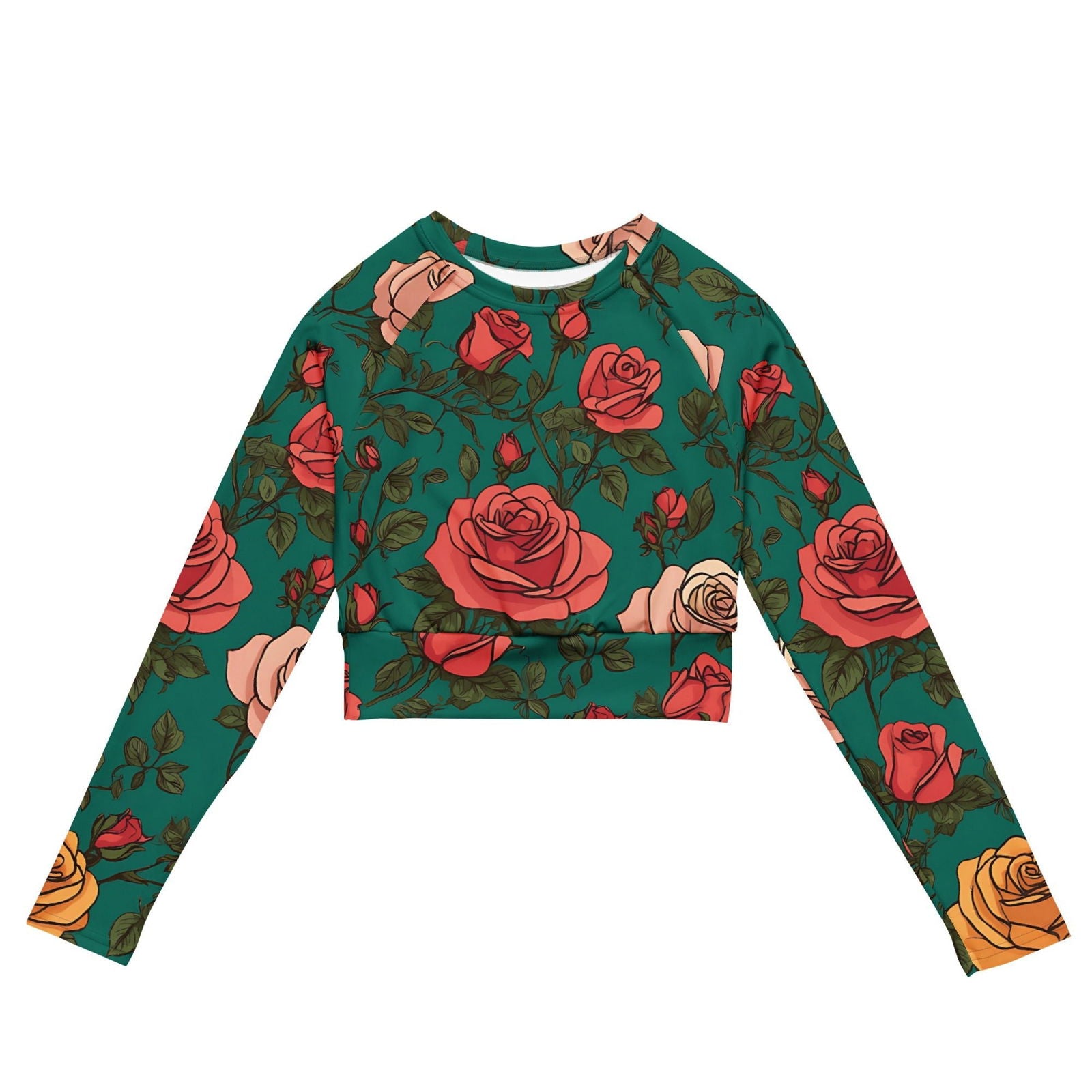 'Rose Buds' Recycled long-sleeve crop top Crop Tops