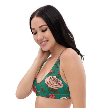 'Rose Buds' Recycled padded bikini top Swimwear