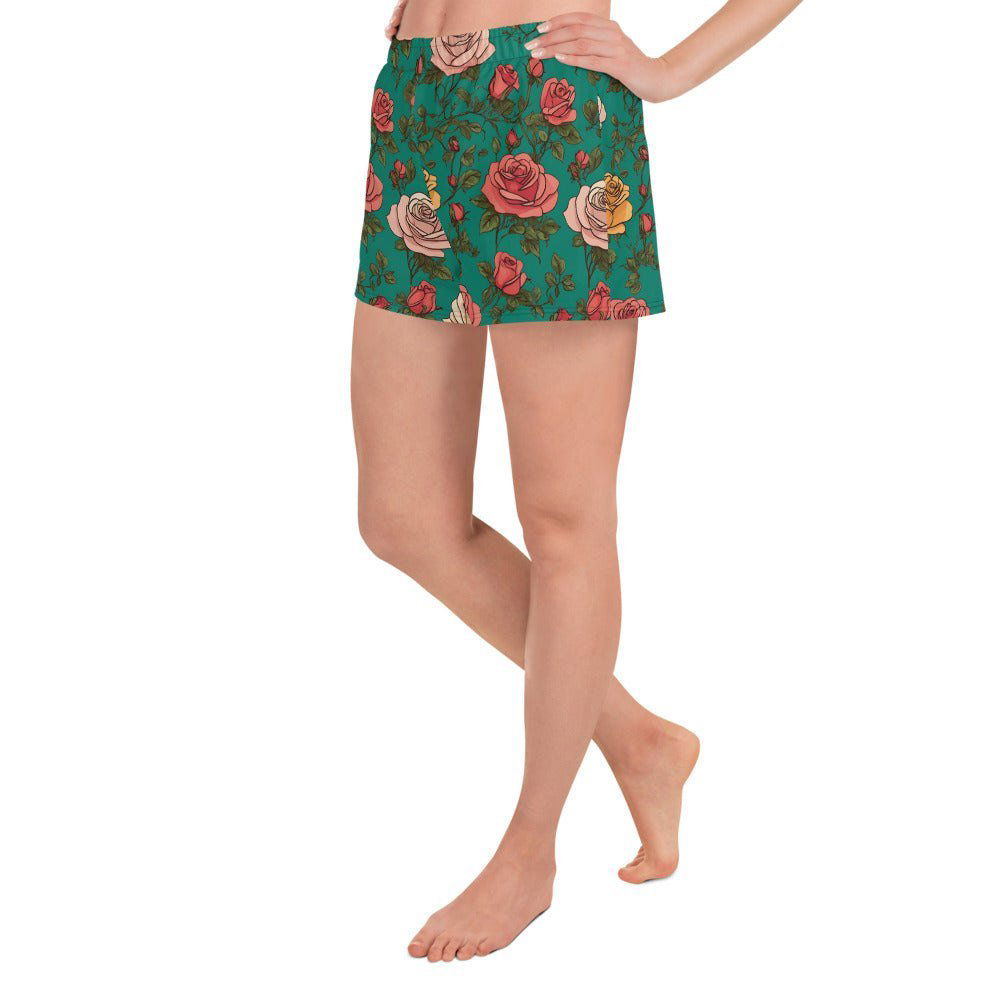 'Rose Buds' Women’s Recycled Athletic Shorts - Wild Wisp Apparel