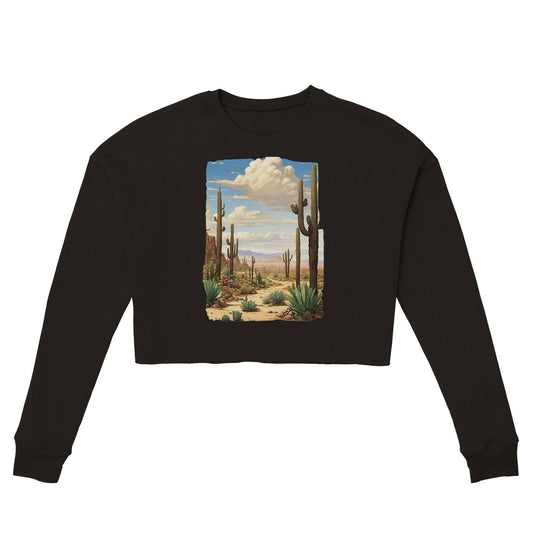 "Saguaro Sentinels" Womens Cropped Sweatshirt - Wild Wisp Apparel