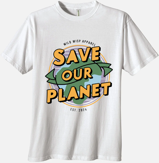 'Save Our Planet Retro' Organic Unisex Crewneck T-shirt - Wild Wisp Apparel