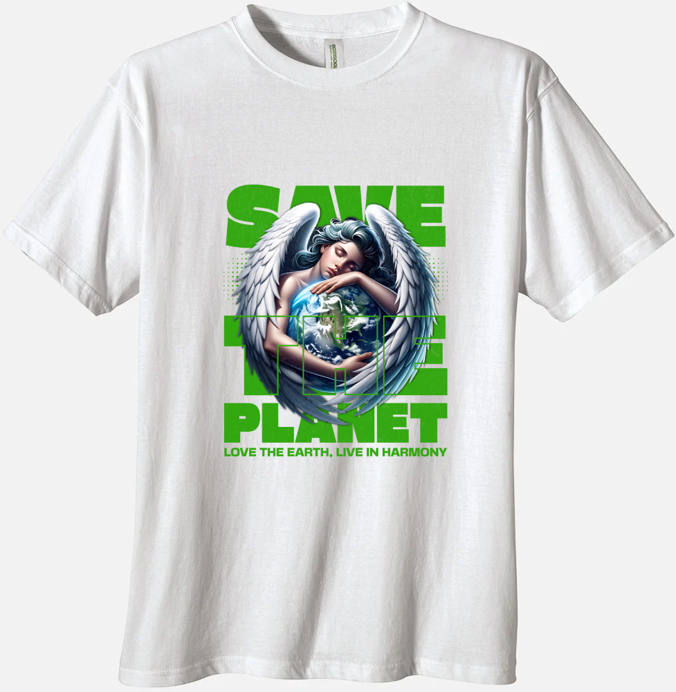 'Save the Planet Angel Holding Earth' Organic Unisex Crewneck T-shirtT-Shirts T-Shirts