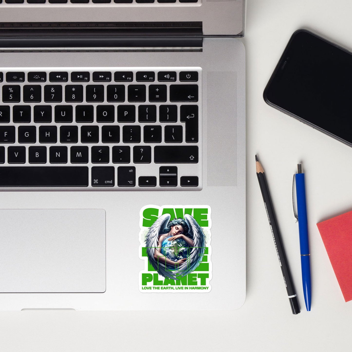 'Save the Planet Angel holding Earth' Sticker Sticker