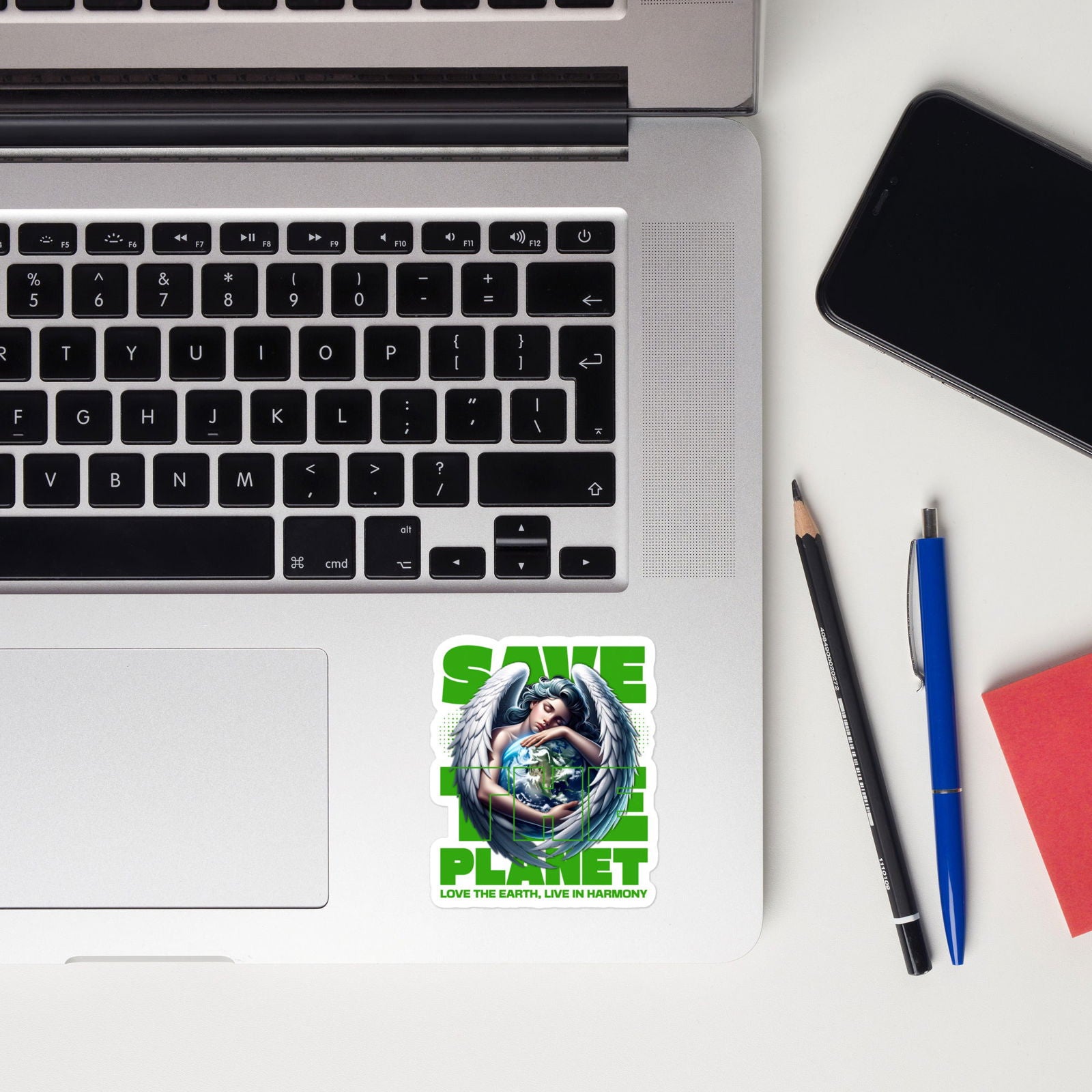 'Save the Planet Angel holding Earth' Sticker Sticker