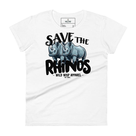 'Save the Rhinos' Women's short sleeve t-shirt - Wild Wisp Apparel