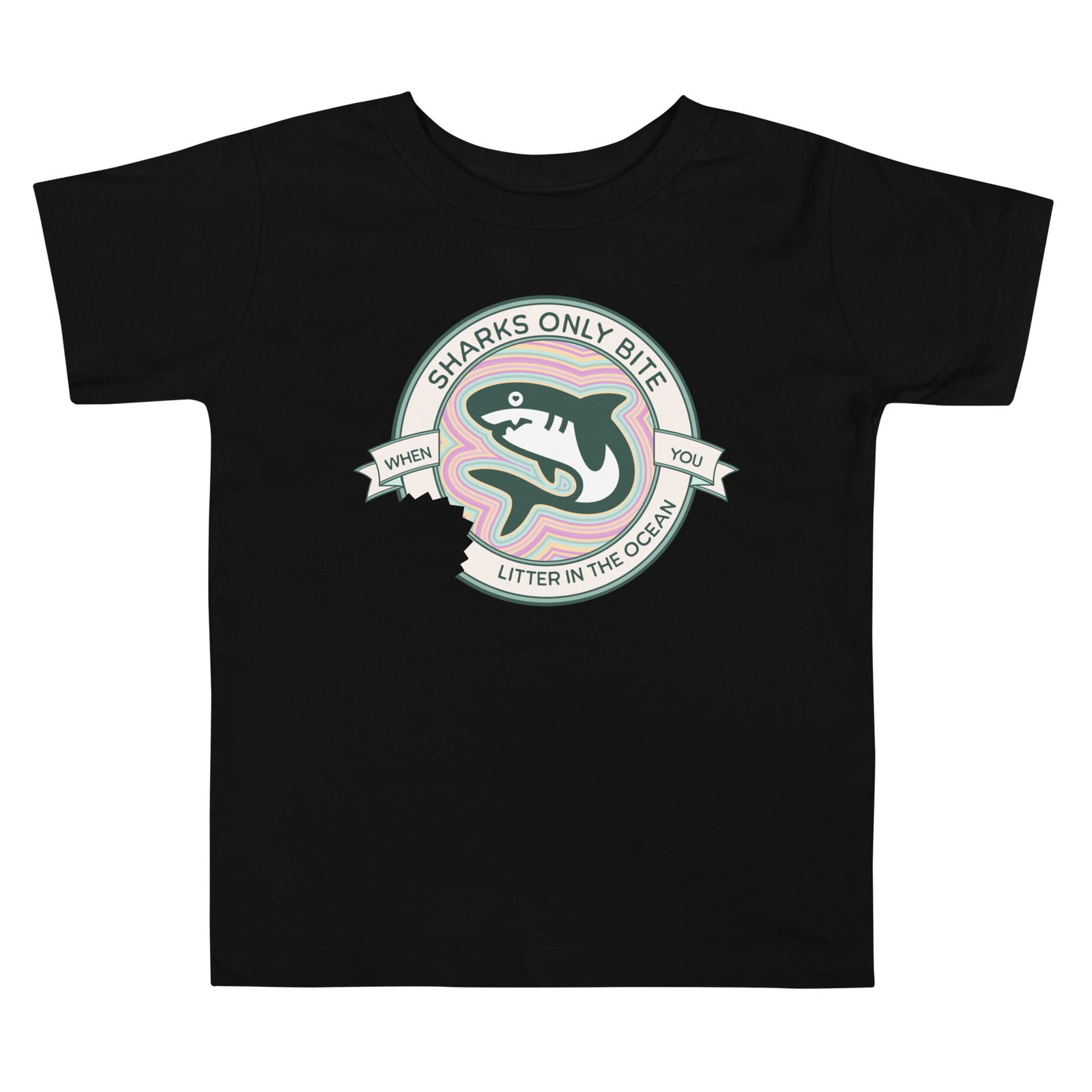 'Sharks only bite when you litter' Toddler Short Sleeve Tee T-Shirts