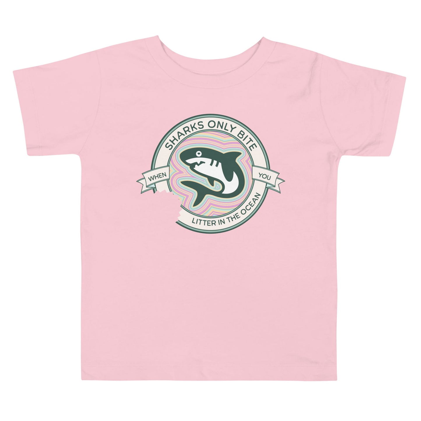 'Sharks only bite when you litter' Toddler Short Sleeve Tee T-Shirts