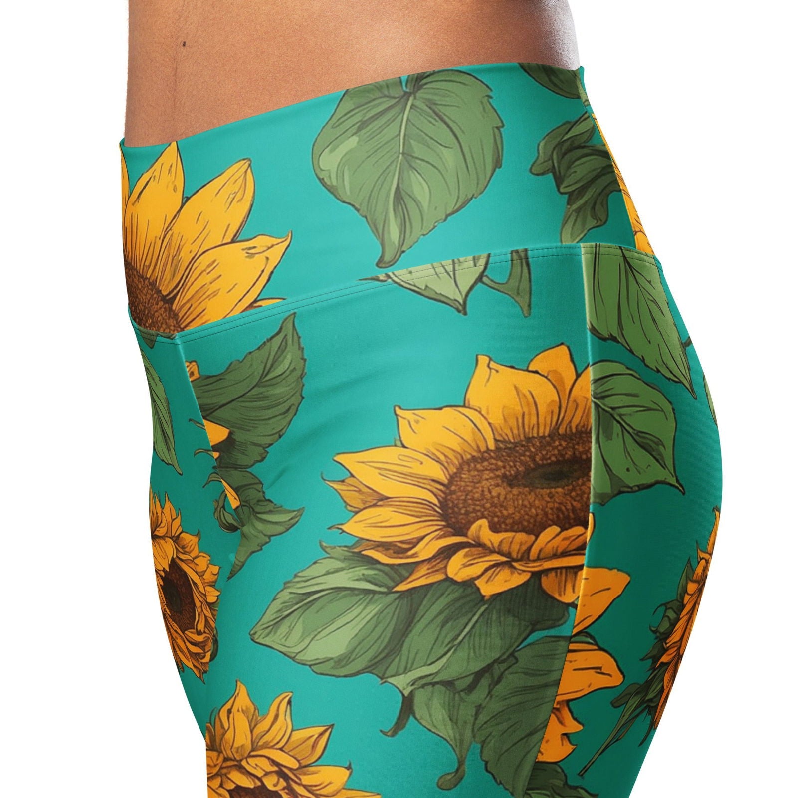 Sunflower Delight' Flare leggings with pockets Leggings
