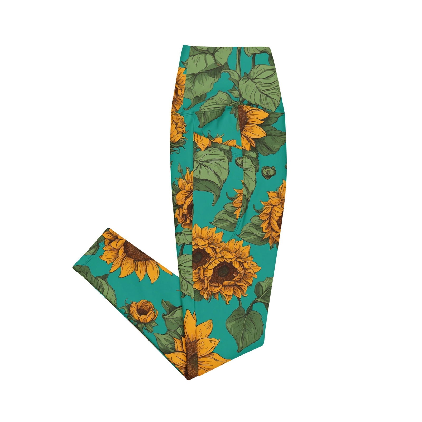 'Sunflower Delight' Leggings with pockets Leggings