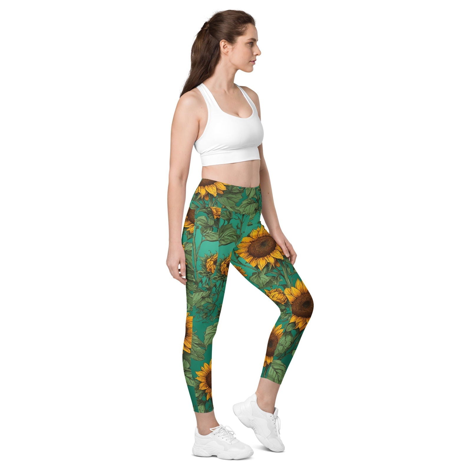'Sunflower Delight' Leggings with pockets Leggings