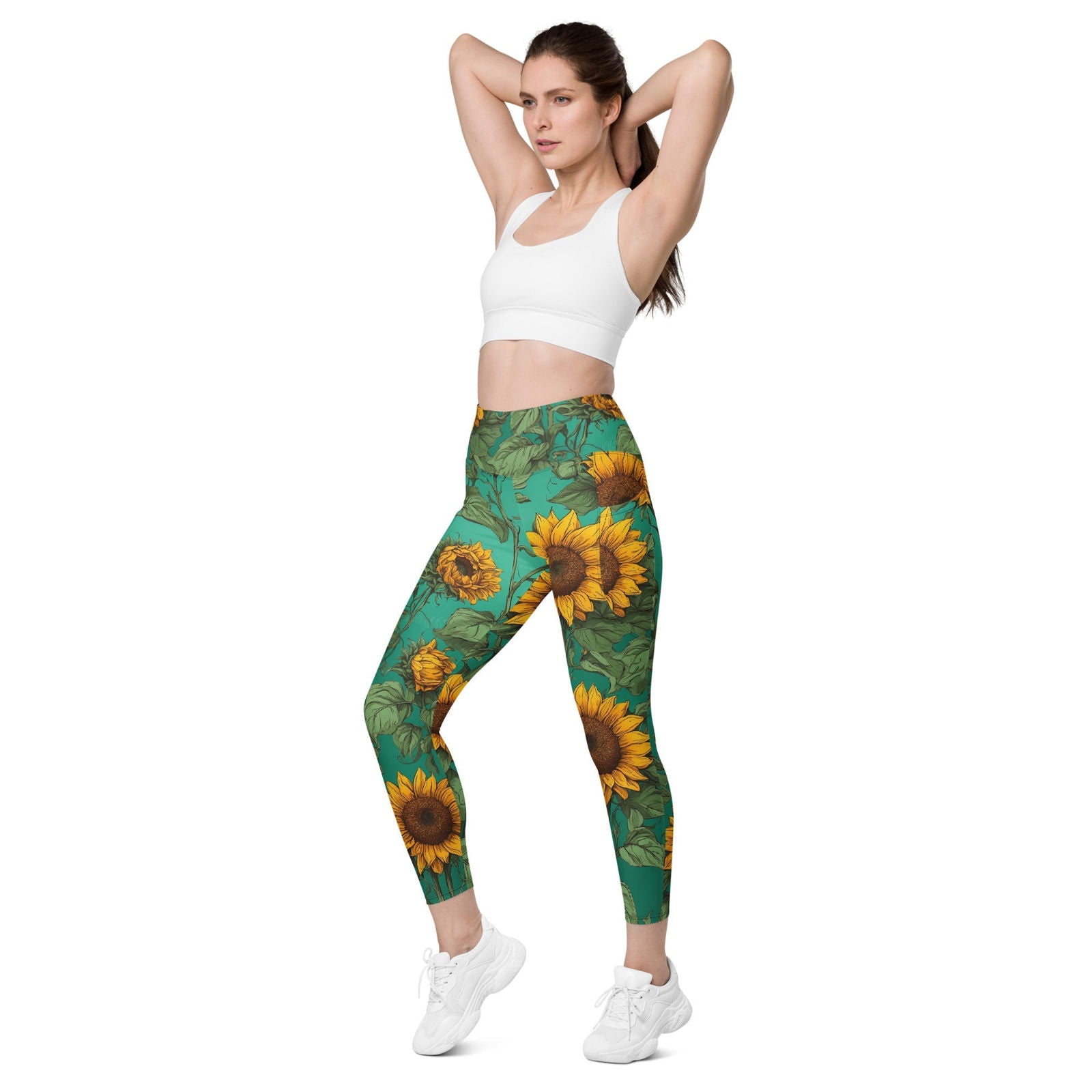 'Sunflower Delight' Leggings with pockets Leggings