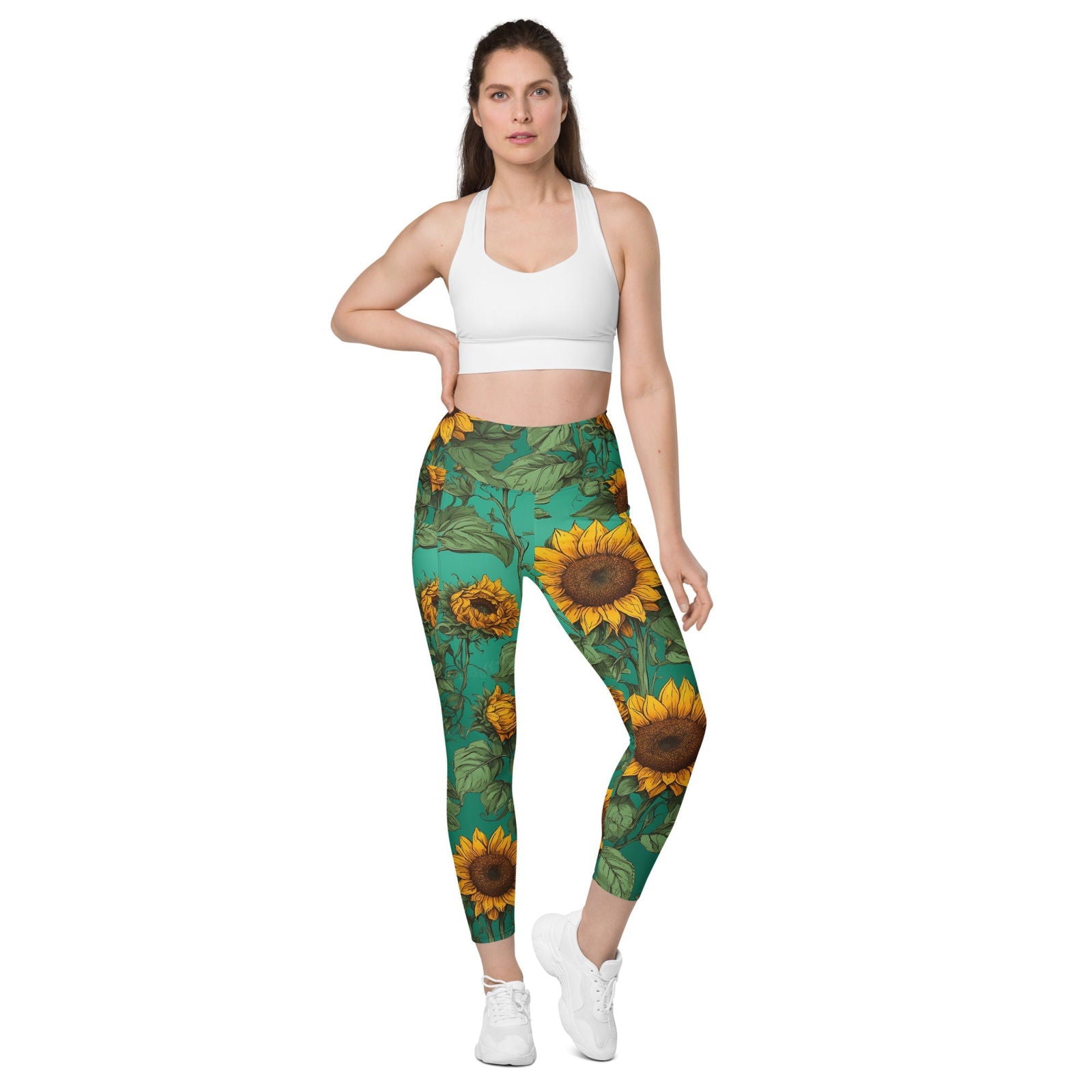 'Sunflower Delight' Leggings with pockets Leggings