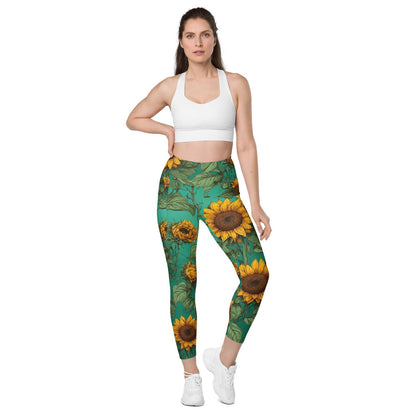 'Sunflower Delight' Leggings with pockets Leggings