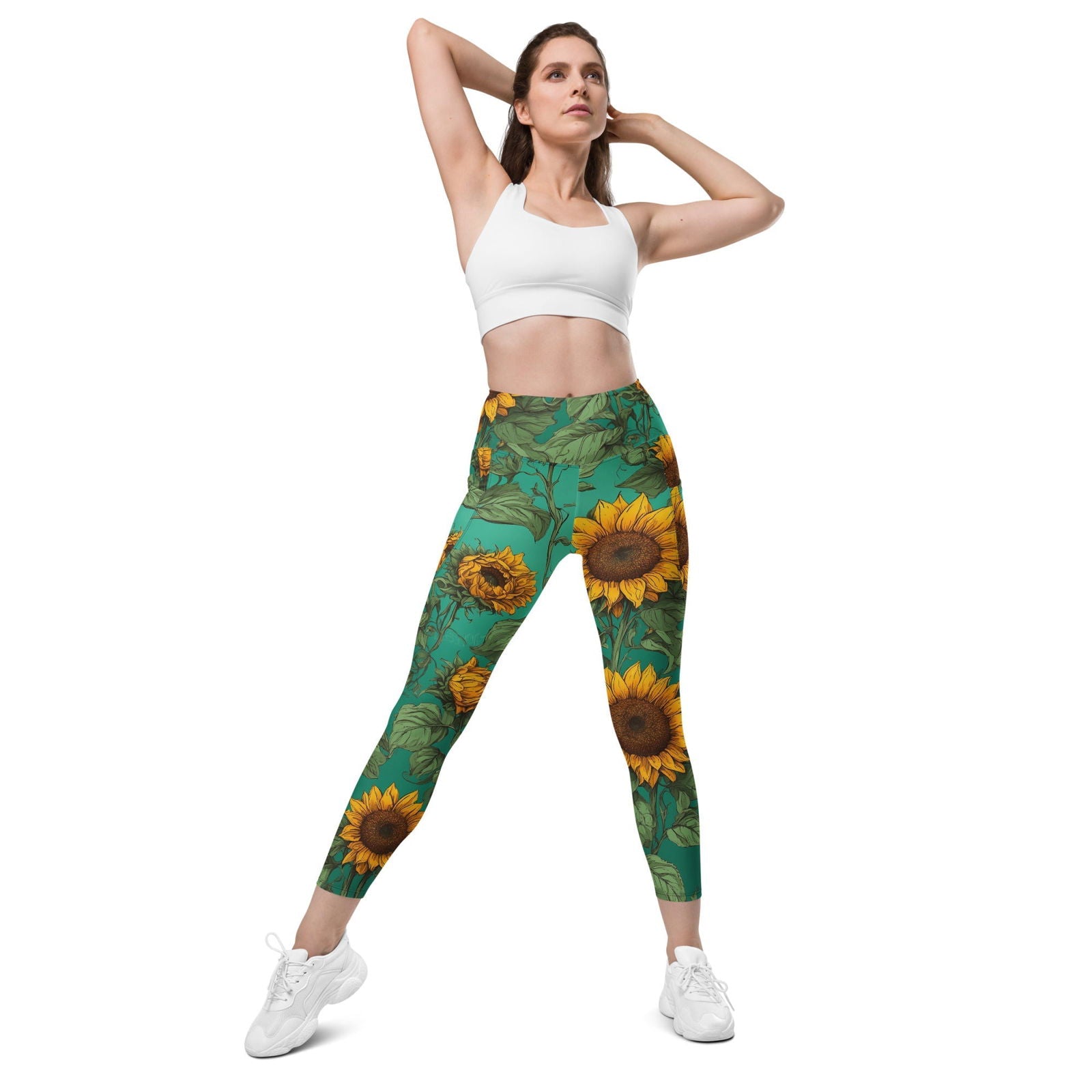 'Sunflower Delight' Leggings with pockets Leggings