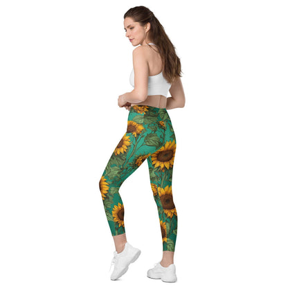 'Sunflower Delight' Leggings with pockets Leggings