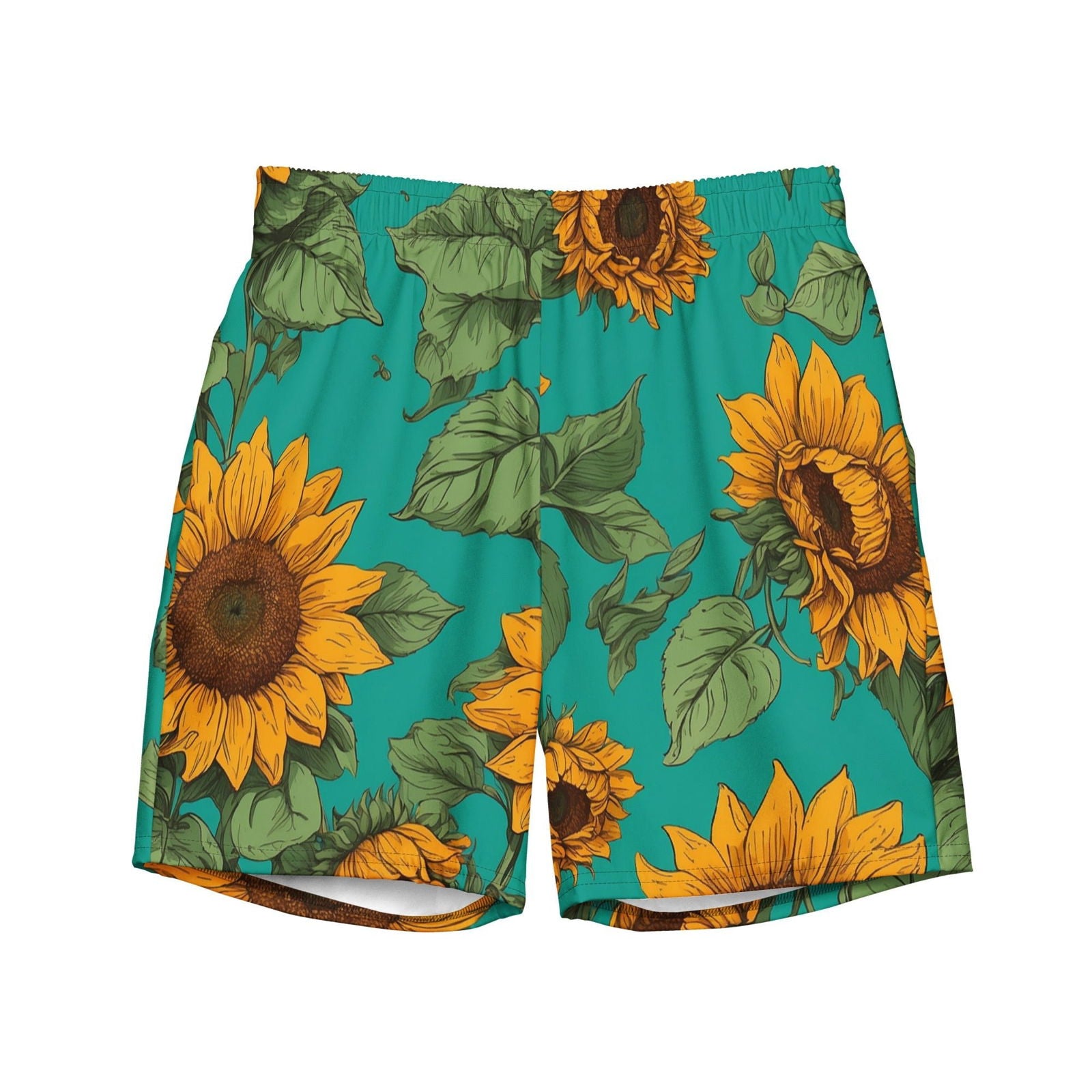 'Sunflower Delight' Men's recycled swim trunks Swimwear