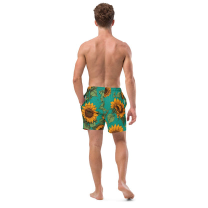 'Sunflower Delight' Men's recycled swim trunks Swimwear