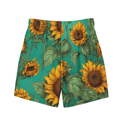 'Sunflower Delight' Men's recycled swim trunks Swimwear