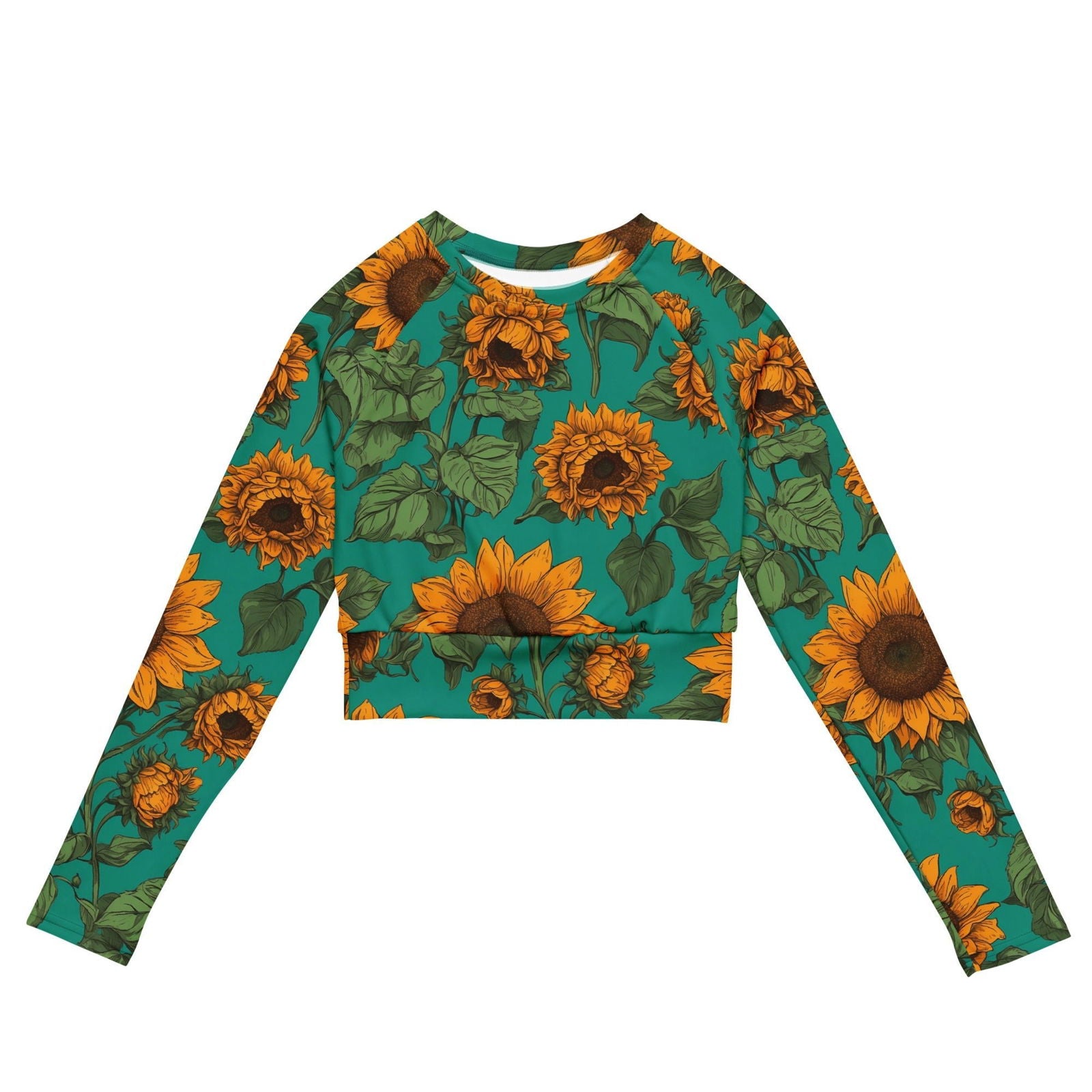 'Sunflower Delight' Recycled long-sleeve crop top Crop Tops