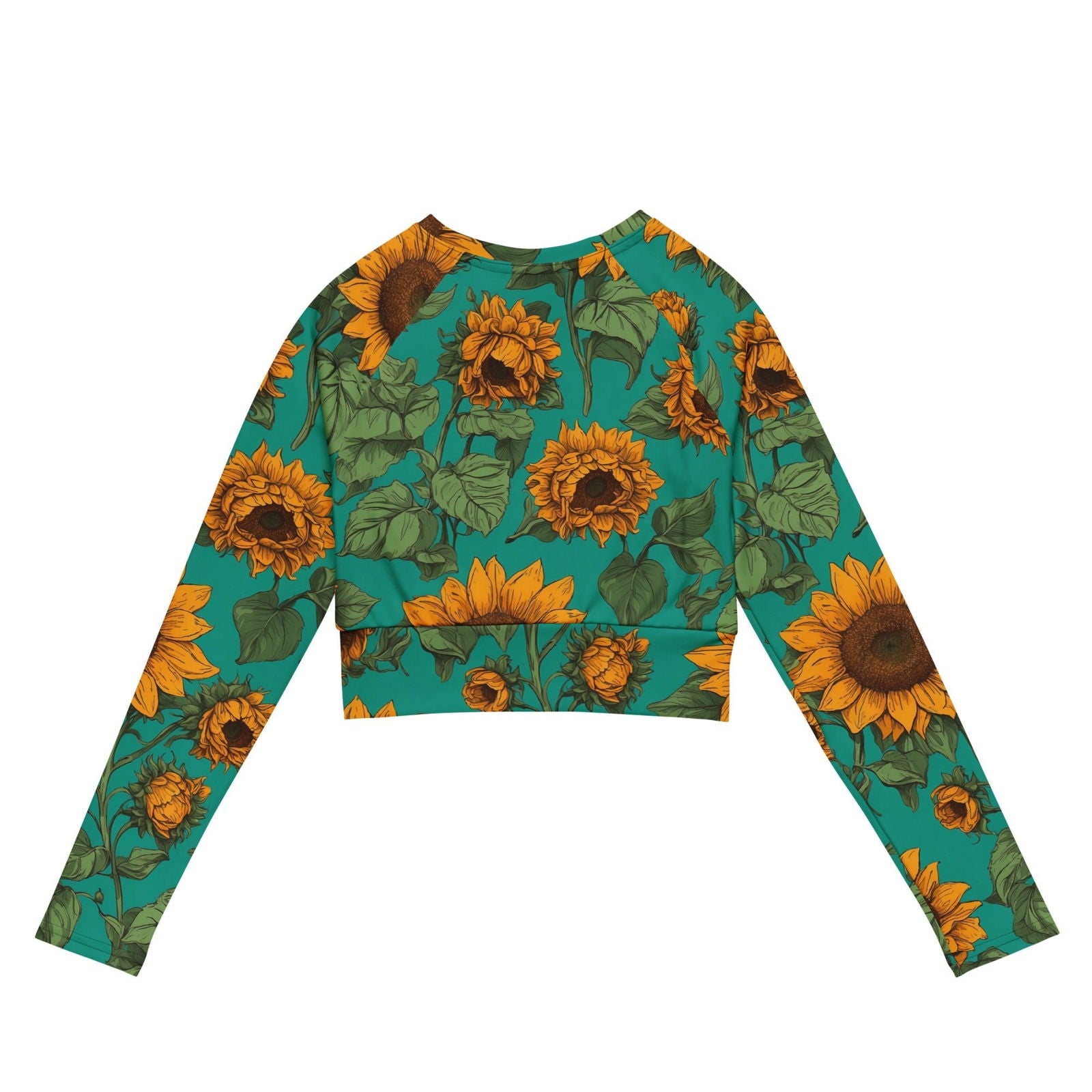 'Sunflower Delight' Recycled long-sleeve crop top Crop Tops