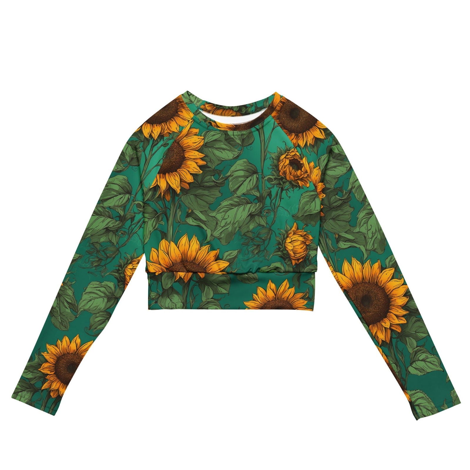 'Sunflower Delight' Recycled long-sleeve crop top Crop Tops