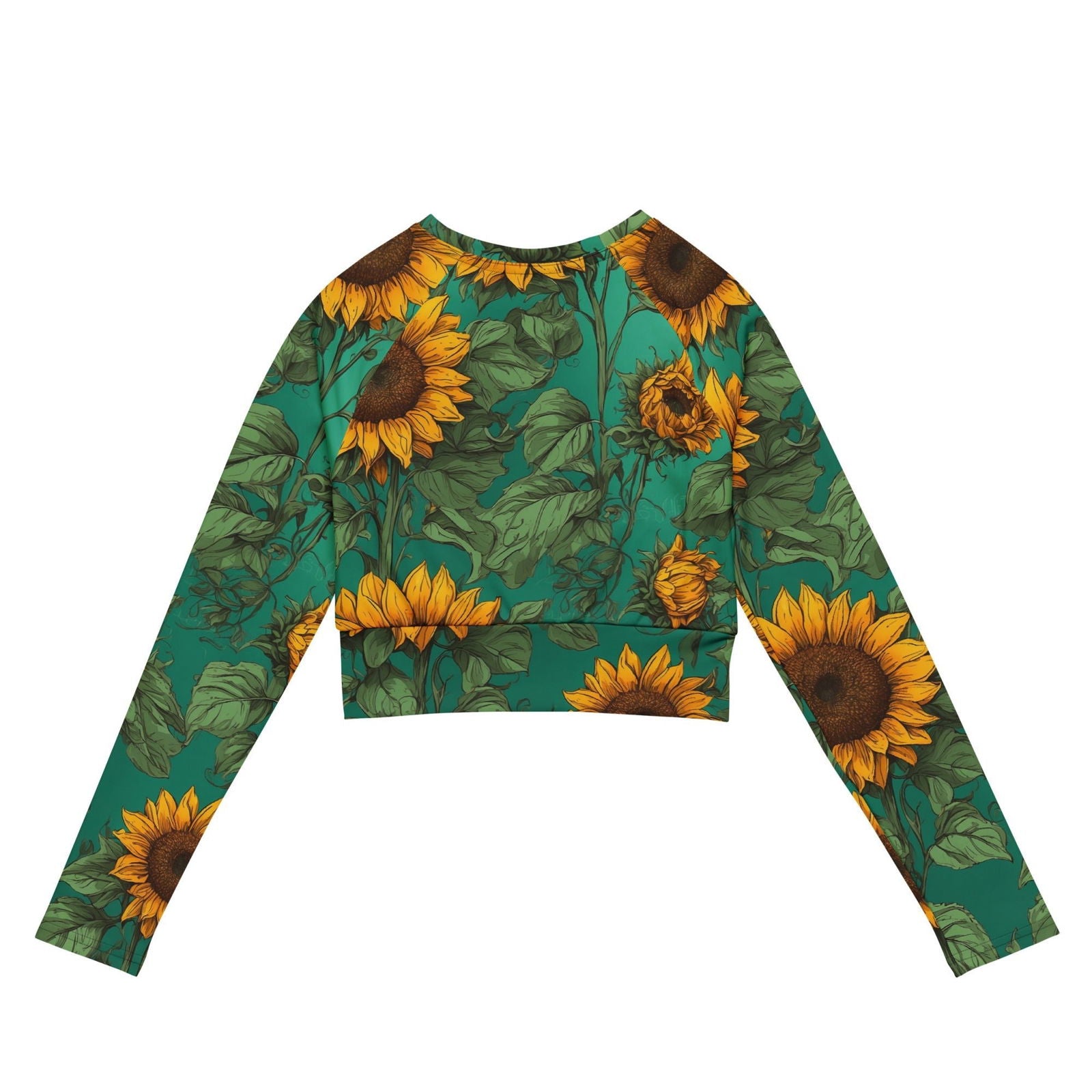'Sunflower Delight' Recycled long-sleeve crop top Crop Tops