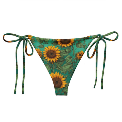 'Sunflower Delight' Recycled string bikini bottom - Wild Wisp Apparel
