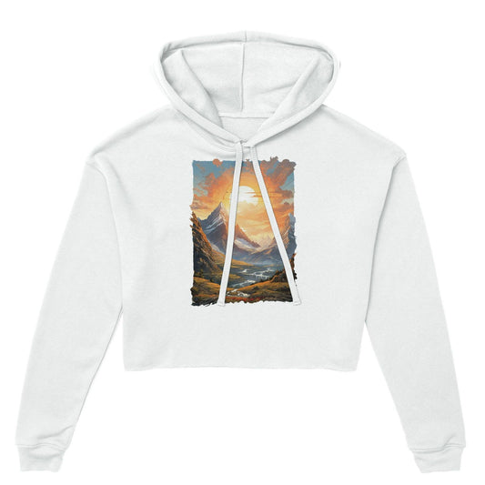 "Sunset Peaks" Womens Cropped Hoodie Hoodies